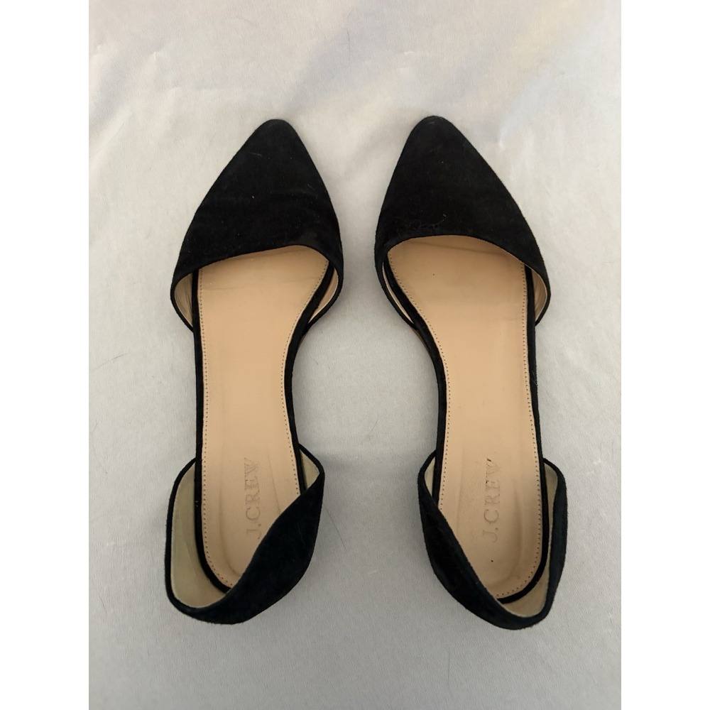 J. Crew Zoe D'Orsay Flats Size 8.5 Black Suede Pointed Toe Classic Preppy